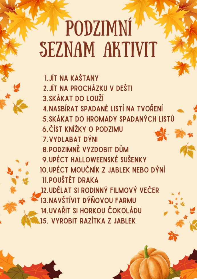 Podzimní seznam aktivit, který si můžete stáhnout. Foto: © K. Pekařová